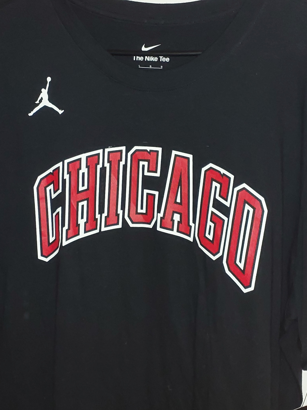 Nike Air JORDAN  Black Tee with Red CHICAGO Graphic